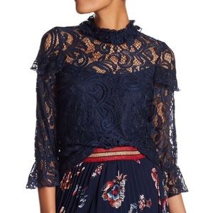 Mock-Neck Lace Blouse